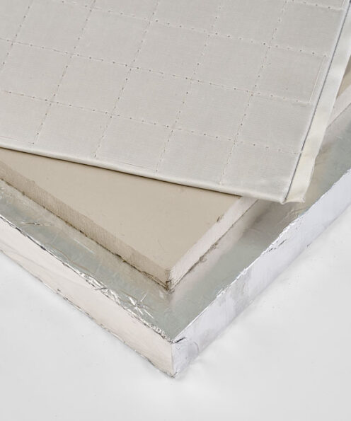 Microporous Insulation Panels with Adhesive Aluminum